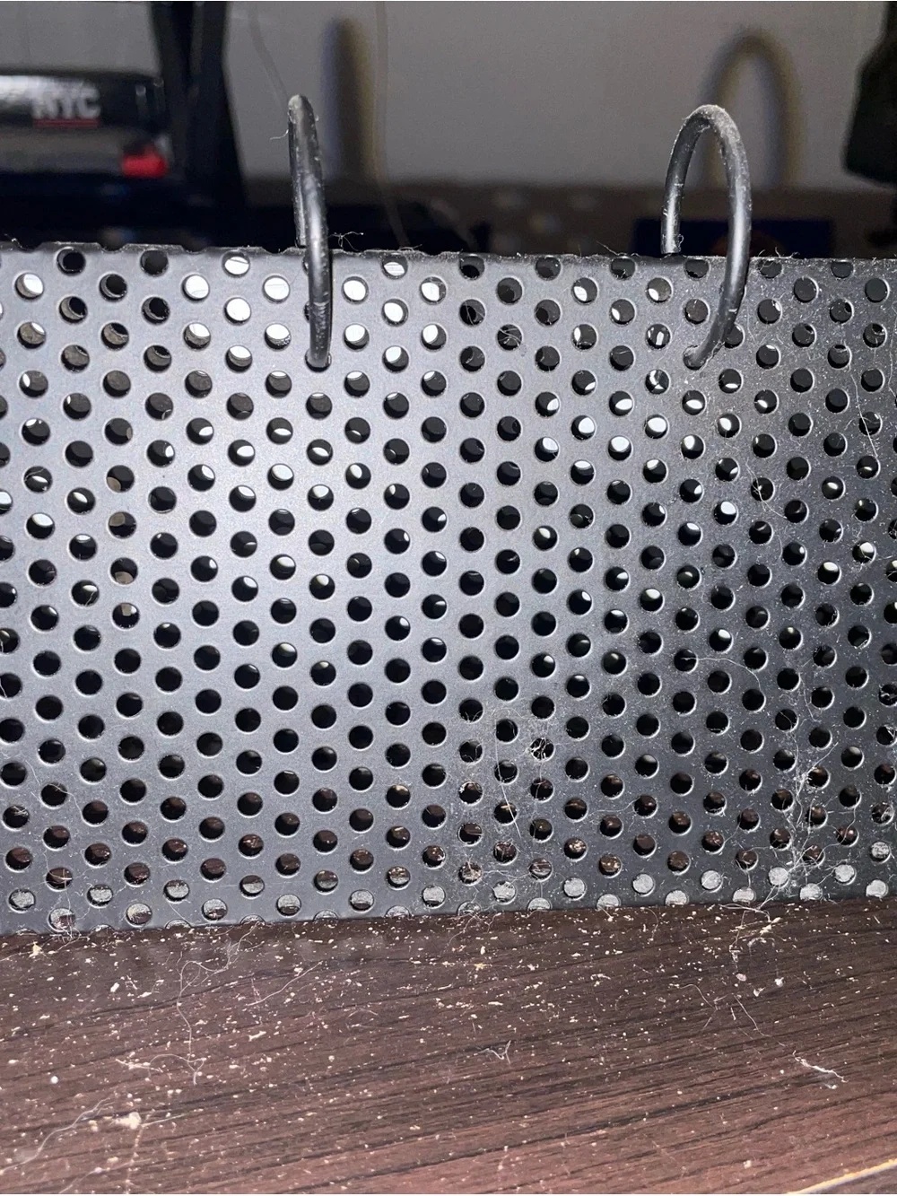 Black Perforated Metal Desk Organizer with Numbered Card Rings - Black